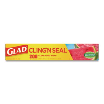 Glad Cling%27N Seal Plastic Food Wrap, 200 Square Foot Roll, Clear, 12 Rolls/Carton (CLO00020CT) CLO00020CT
