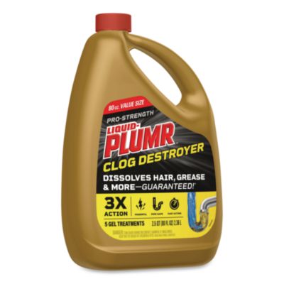 Liquid Plumr Pro-Strength Full Clog Destroyer Plus PipeGuard, Gel, 80 oz, 6/Carton (CLO00228CT) CLO00228CT