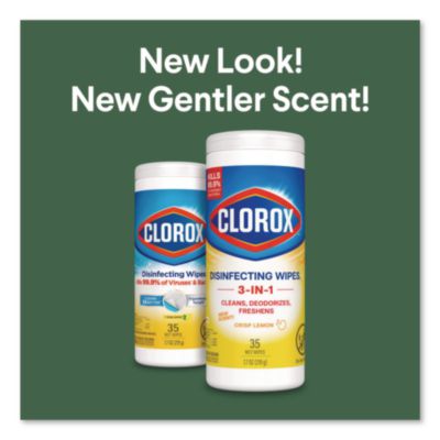 Clorox Disinfecting Wipes, 1-Ply, 7 x 8, Crisp Lemon, White, 35/Canister (CLO01594EA) CLO01594EA