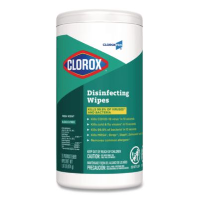 Clorox Disinfecting Wipes, 1-Ply, Fresh Scent, 7 x 8, White, 75/Canister, 6 Canisters/Carton (CLO15949CT) CLO15949CT