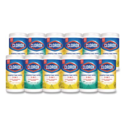 Clorox Disinfecting Wipes, 1-Ply, 7 x 8, Fresh Scent/Citrus Blend, White, 75/Canister, 3/Pack, 4 Packs/Carton (CLO30208) CLO30208