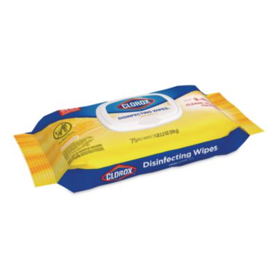 Clorox Disinfecting Cleaning Wipes, Flex Pack, 1-Ply, 8 x 7, Lemon Scent, White, 75 Towels/Box (CLO31404EA) CLO31404EA