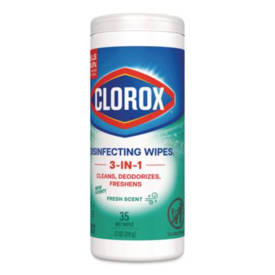 Clorox Disinfecting Wipes, 1-Ply, 7 x 8, Fresh Scent, White, 35/Canister (CLO01593EA) CLO01593EA