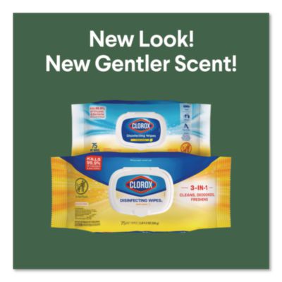 Clorox Disinfecting Cleaning Wipes, Flex Pack, 1-Ply, 8 x 7, Lemon Scent, White, 75 Towels/Box (CLO31404EA) CLO31404EA