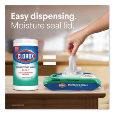 Clorox Disinfecting Cleaning Wipes, Flex Pack, 1-Ply, 8 x 7, Fresh Scent, White, 75 Towels/Box (CLO31430EA) CLO31430EA