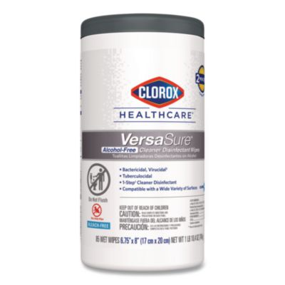 Clorox Healthcare VersaSure Cleaner Disinfectant Wipes, 1-Ply, 6.75 x 8, Fragranced, White, 85/Canister, 6 Canisters/Carton (CLO31757) CLO31757