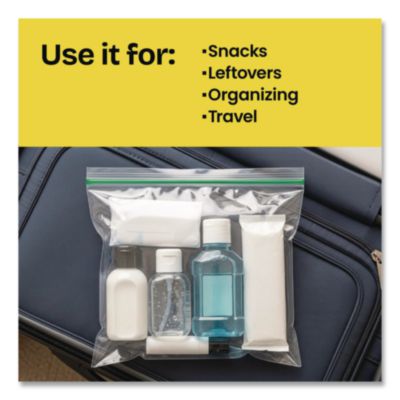 Glad Zipper Food Storage Bags, Quart, 7.75" x 8.44", Clear, 20 Bags/Box, 12 Boxes/Carton (CLO57035) CLO57035