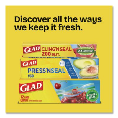 Glad Zipper Food Storage Sandwich Bags, 6.63 x 5.88, Clear, 50 Bags/Box, 12 Boxes/Carton (CLO57263) CLO57263