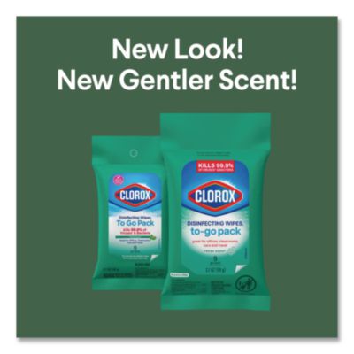 Clorox Disinfecting Wipes, To Go Pack, 1-Ply, 6.53 x 2.79, Fresh Scent, White, 9/Pack, 24 Packs/Carton (CLO60133) CLO60133