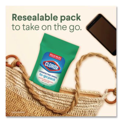 Clorox Disinfecting Wipes, To Go Pack, 1-Ply, 6.53 x 2.79, Fresh Scent, White, 9/Pack, 24 Packs/Carton (CLO60133) CLO60133