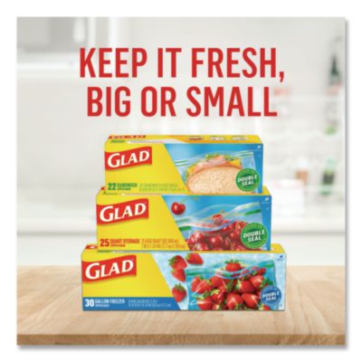 Glad Zipper Food Storage Bags, Snack, 3.25" x 6.63" x 9.31", Clear, 50 Bags/Box, 12 Boxes/Carton (CLO60741) CLO60741