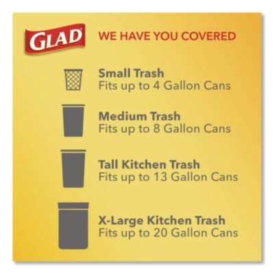 Glad OdorShield Quick-Tie Small Trash Bags, Tie-Flap, 4 gal, Febreze Fresh Clean Scent, 8 x 18, White, 26 Bags/Box, 6 Boxes/Carton (CLO78812) CLO78812