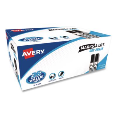 Avery Marks A Lot Desk-Style Dry Erase Marker Value Pack, Broad Chisel Tip, Black, 36/pack (98207) (AVE98207) AVE98207