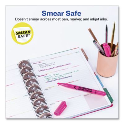Avery Hi-Liter Pen-Style Highlighters, Fluorescent Pink Ink, Chisel Tip, Pink/black Barrel, Dozen (AVE23592) AVE23592
