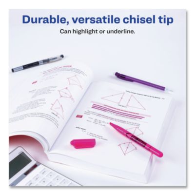 Avery Hi-Liter Pen-Style Highlighters, Fluorescent Pink Ink, Chisel Tip, Pink/black Barrel, Dozen (AVE23592) AVE23592