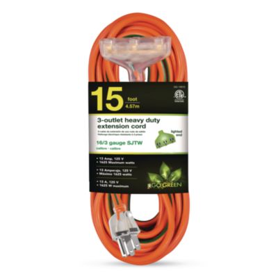 GoGreen Power 16 AWG Extension Cord with Lighted End