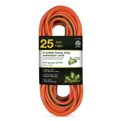 GoGreen Power 16 AWG Extension Cord with Lighted End