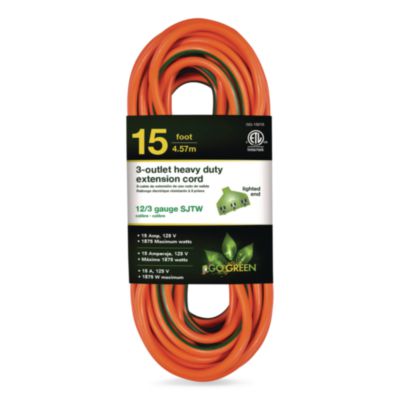 GoGreen Power 12 AWG Lighted End Heavy-Duty Extension Cord