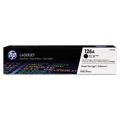 HP 126A, (CE310A-D) 2-Pack Black Original LaserJet Toner Cartridges HEWCE310AD