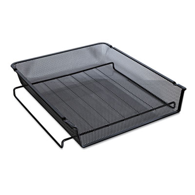Deluxe Mesh Stackable Front Load Tray, 1 Section, Letter Size Files, 11.25" x 13" x 2.75", Black UNV20004