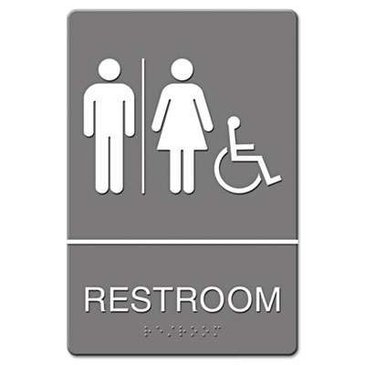 ADA Sign, Restroom/Wheelchair Accessible Tactile Symbol, Molded Plastic, 6 x 9 USS4811