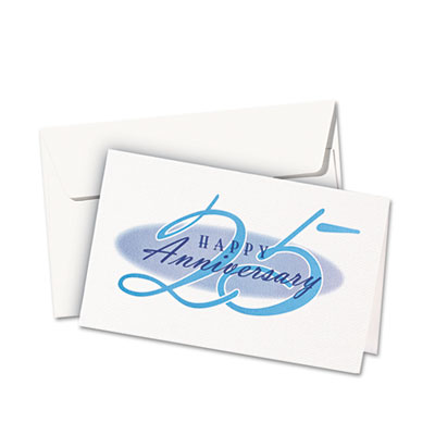 Half-Fold Greeting Cards with Envelopes, Inkjet, 65 lb, 5.5 x 8.5, Textured Uncoated White, 1 Card/Sheet, 30 Sheets/Box