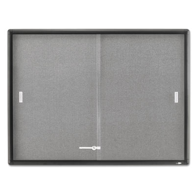 Enclosed Indoor Cork/Fabric Bulletin Board with 2 Sliding Glass Doors, 48