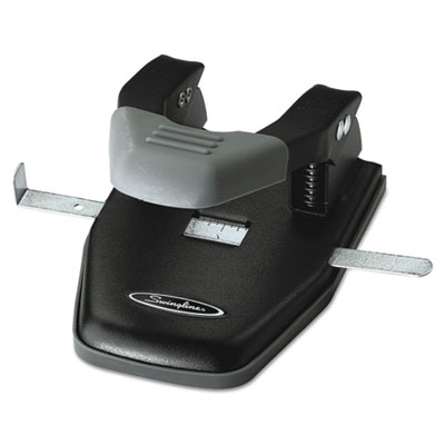 28-Sheet Comfort Handle Steel Two-Hole Punch, 1/4" Holes, Black/Gray SWI74050