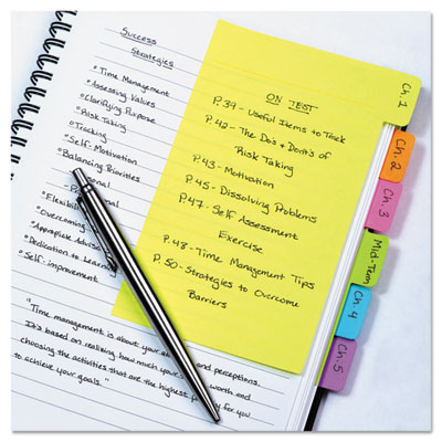 Index Sticky Notes, 6-Tab Sets, Note Ruled, 4