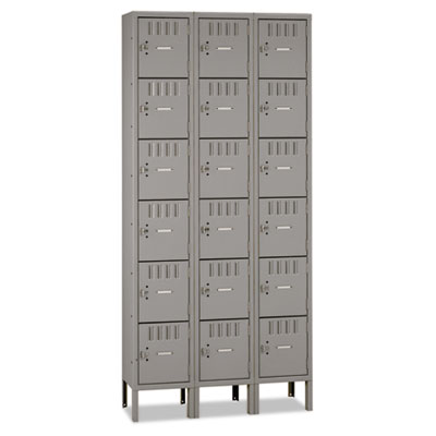 Box Compartments with Legs, Triple Stack, 36w x 18d x 78h, Medium Gray TNNBS61218123MG
