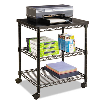Desk Side Wire Machine Stand, Three-Shelf, 24w x 20d x 27h, Black SAF5207BL