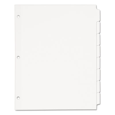 Write and Erase Plain-Tab Paper Dividers, 8-Tab, 11 x 8.5, White, 24 Sets