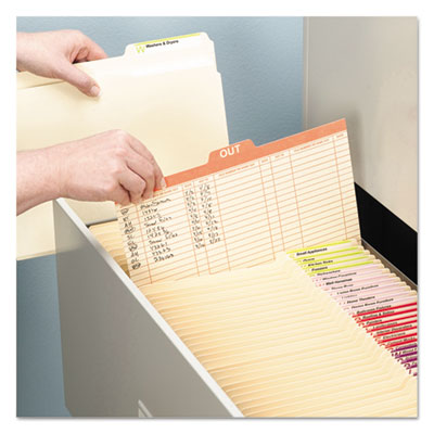 Manila Out Guides, Printed Form Style, 1/5-Cut Top Tab, Out, 8.5 x 11, Manila, 100/Box