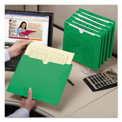 Colored File Jackets with Reinforced Double-Ply Tab, Straight Tab, Letter Size, Green, 100/Box