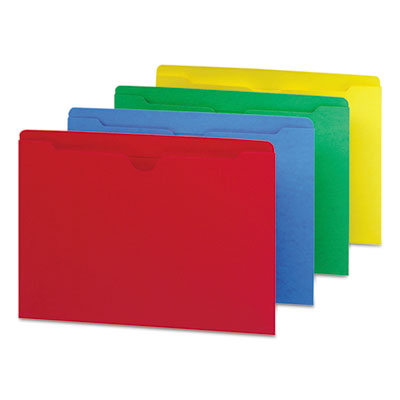 Colored File Jackets with Reinforced Double-Ply Tab, Straight Tab, Letter Size, Assorted Colors, 100/Box SMD75613