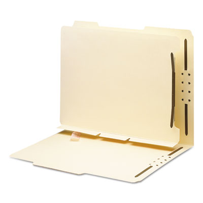 Self-Adhesive Folder Dividers with Twin-Prong Fasteners for Top/End Tab Folders, 1 Fastener, Letter Size, Manila, 25/Pack