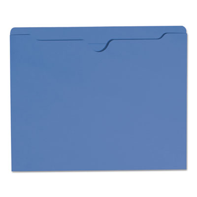 Colored File Jackets with Reinforced Double-Ply Tab, Straight Tab, Letter Size, Blue, 100/Box