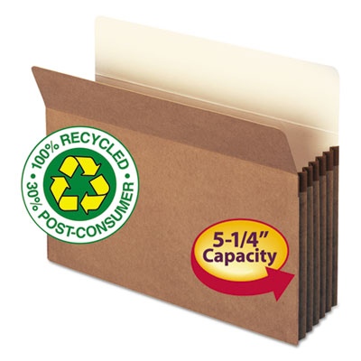 Recycled Top Tab File Pockets, 5.25" Expansion, Letter Size, Redrope, 10/Box SMD73206
