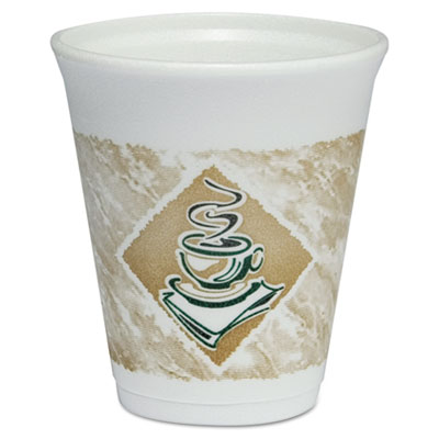 Cafe G Foam Hot/Cold Cups, 8 oz, Brown/Green/White, 1,000/Carton DCC8X8G