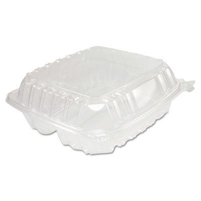 ClearSeal Hinged-Lid Plastic Containers, 8.25 x 8.25 x 3, Clear, 125/Pack, 2 Packs/Carton DCCC90PST3
