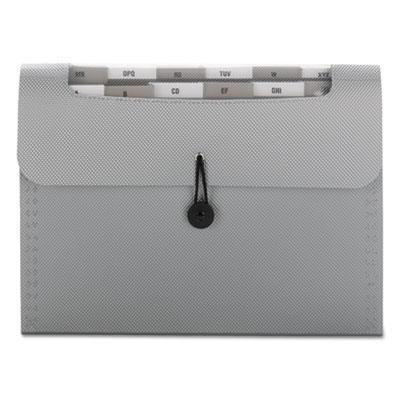 Step Index Organizer, 12 Sections, Cord/Hook Closure, 1/6-Cut Tabs, Letter Size, Silver