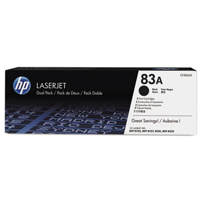 HP 83A, (CF283A-D) 2-Pack Black Original LaserJet Toner Cartridges HEWCF283AD