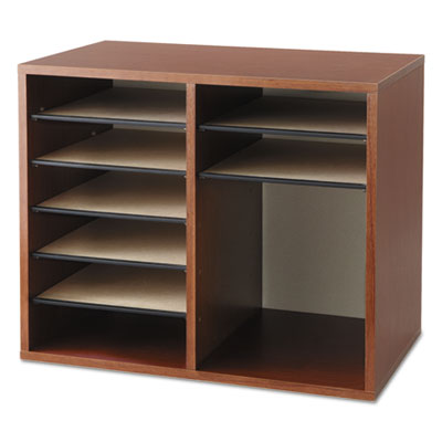 Fiberboard Literature Sorter, 12 Compartments, 19.63 x 11.88 x 16.13, Cherry