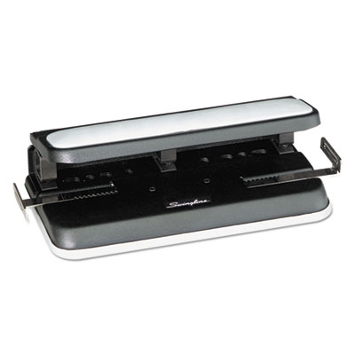 32-Sheet Easy Touch Two- to Three-Hole Punch with Cintamatic Centering, 9/32" Holes, Black/Gray SWI74300