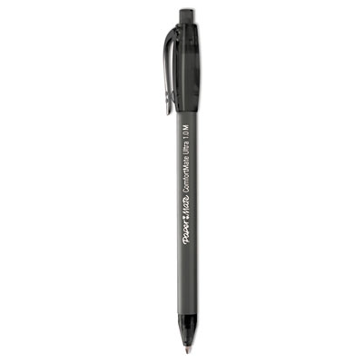 ComfortMate Ultra Ballpoint Pen, Retractable, Medium 1 mm, Black Ink, Black Barrel, Dozen PAP6330187