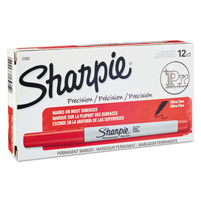 Sharpie 37002 Permanent Markers, Ultra Fine Point, Red, 12 Count 12-Count Ultra-Fine