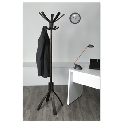 Alba Cafe Wood Coat Stand, Ten Peg/five Hook, 21.67w X 21.67d X 69.33h, Espresso Brown (ABAPMCAFE) ABAPMCAFE