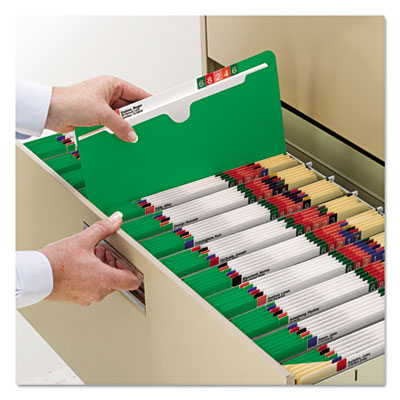 Colored File Jackets with Reinforced Double-Ply Tab, Straight Tab, Letter Size, Green, 100/Box