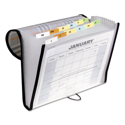 C-Line Plaid Design Expanding Files, 1.5" Expansion, 13 Sections, Cord/Hook Closure, 1/6-Cut Tabs, Letter Size, Gray Plaid (CLI58312) CLI58312