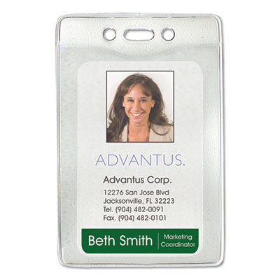 Advantus Security ID Badge Holders, Vertical, Pre-Punched for Chain/Clip, Clear, 2.63" x 4.38" Holder, 2.38" x 3.75" Insert, 50/Box (AVT75419) AVT75419